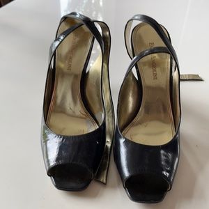Enzo Angiolini Size 8 Black Ankle Strap-let heel